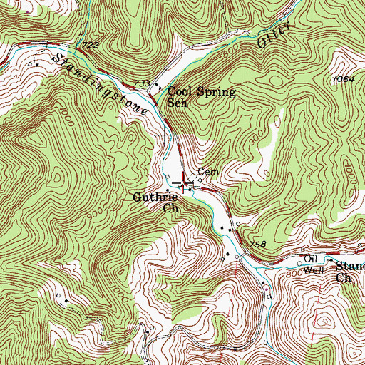 Topographic Map of Guthrie United Methodist Church, WV