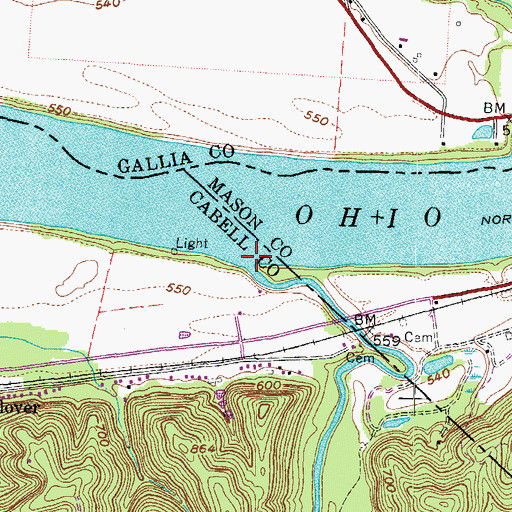 Topographic Map of Guyan Creek, WV