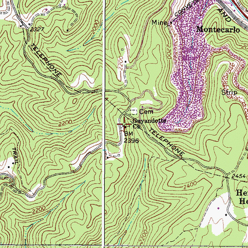 Topographic Map of Guyandotte Church, WV