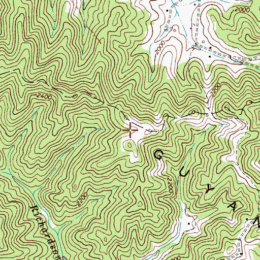 Topographic Map of Guyandotte Mountain, WV
