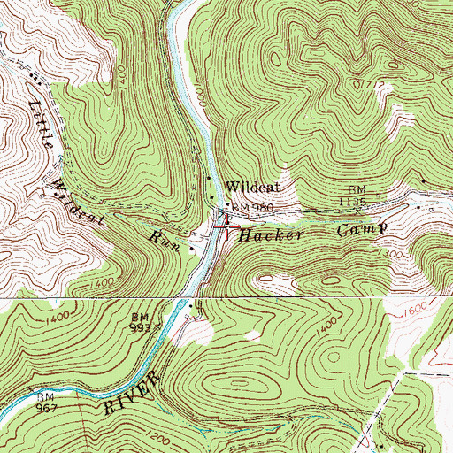 Topographic Map of Hacker Camp Run, WV