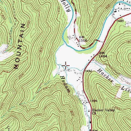 Topographic Map of Hacker Lick Run, WV