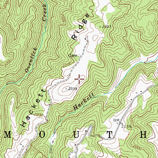 Topographic Map of Hackett Ridge, WV