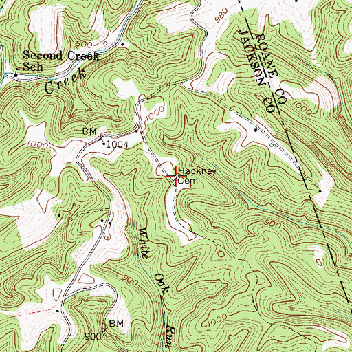 Topographic Map of Hackney Cemetery, WV