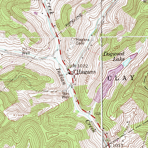 Topographic Map of Hagans, WV