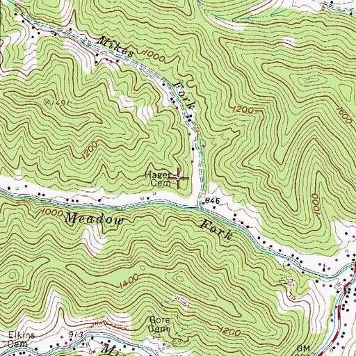 Topographic Map of Hager Cemetery, WV