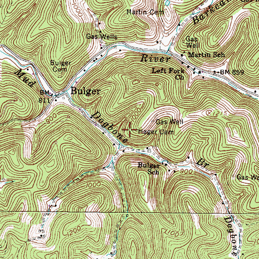 Topographic Map of Hager Cemetery, WV