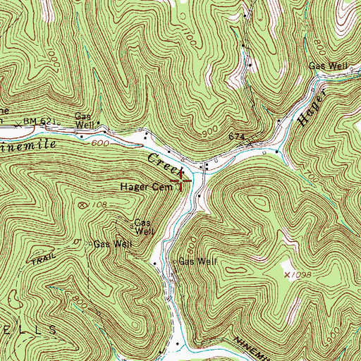 Topographic Map of Hager Cemetery, WV