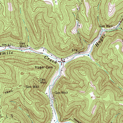 Topographic Map of Hager Fork, WV