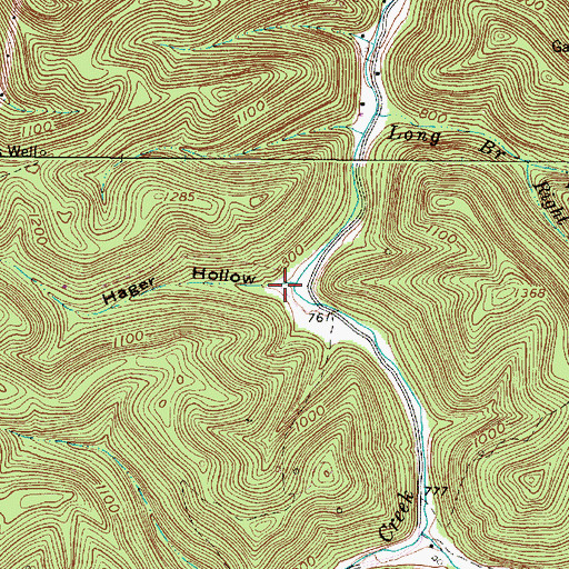 Topographic Map of Hager Hollow, WV