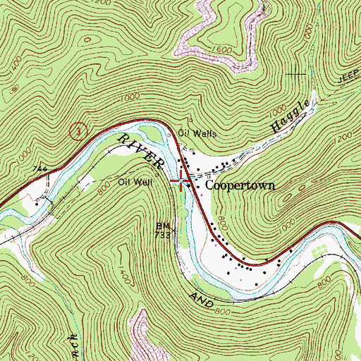 Topographic Map of Haggle Branch, WV
