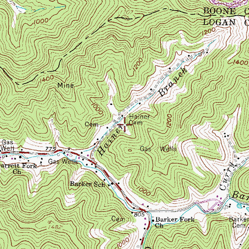 Topographic Map of Hainer Cemetery, WV