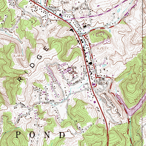 Topographic Map of Hale Cemetery, WV