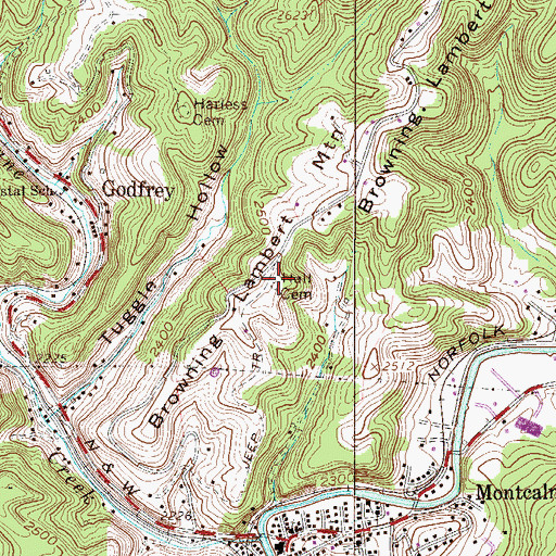 Topographic Map of Hall Cemetery, WV