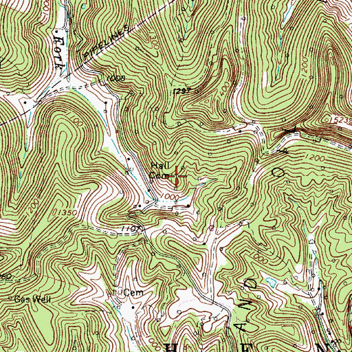 Topographic Map of Hall Cemetery, WV