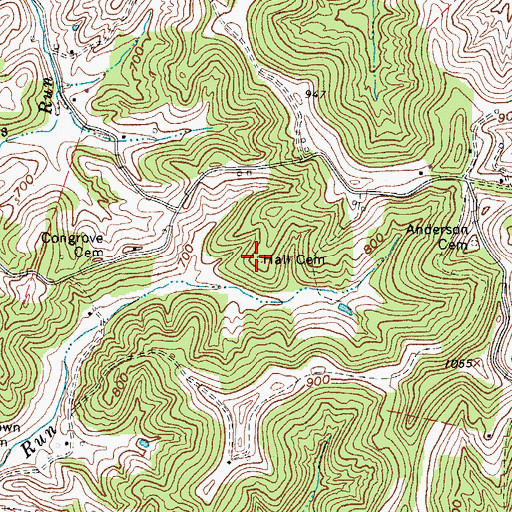 Topographic Map of Hall Cemetery, WV