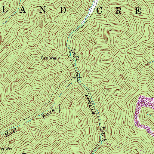 Topographic Map of Hall Fork, WV