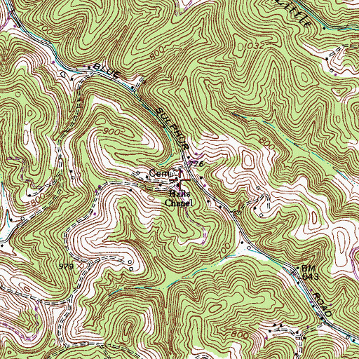Topographic Map of Halls Chapel, WV