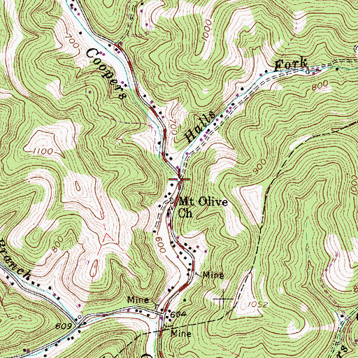 Topographic Map of Halls Fork, WV