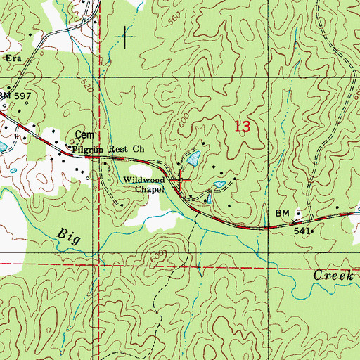 Topographic Map of Wildwood Chapel, AL