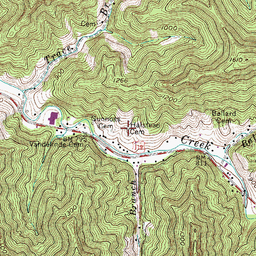 Topographic Map of Halstead Cemetery, WV