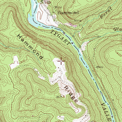 Topographic Map of Hammond Ridge, WV