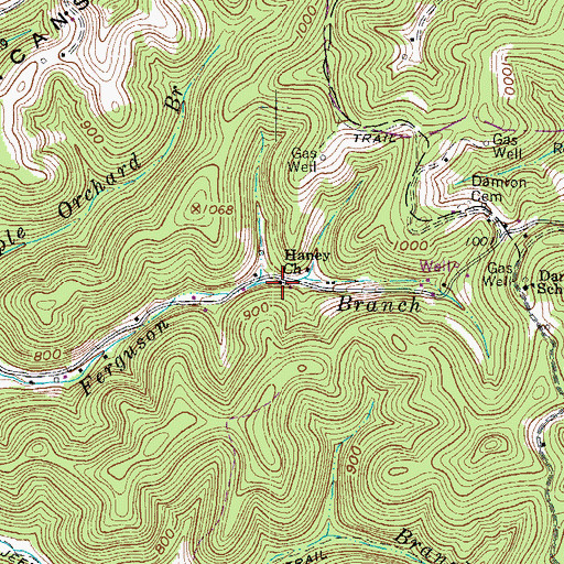 Topographic Map of Haney Church, WV