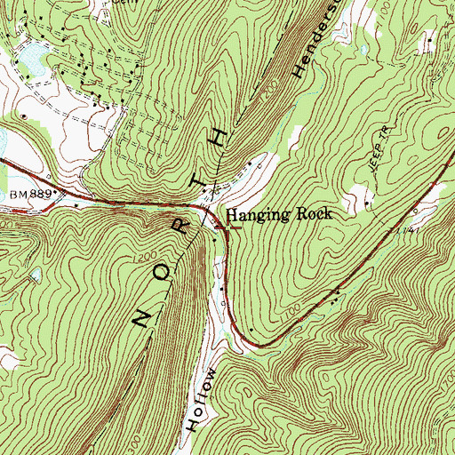 Topographic Map of Hanging Rock, WV