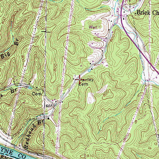 Topographic Map of Hanley Cemetery, WV