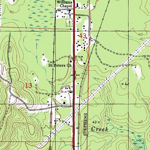 Topographic Map of Williams Chapel, AL