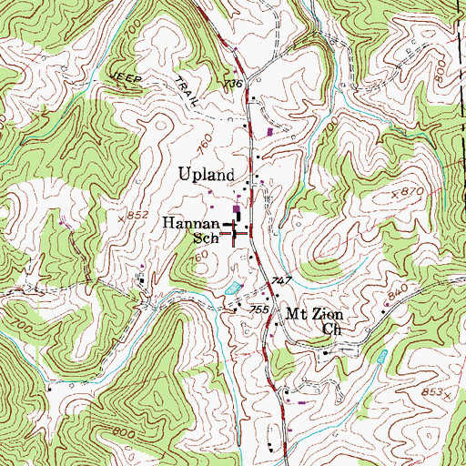 Topographic Map of Hannan School (historical), WV