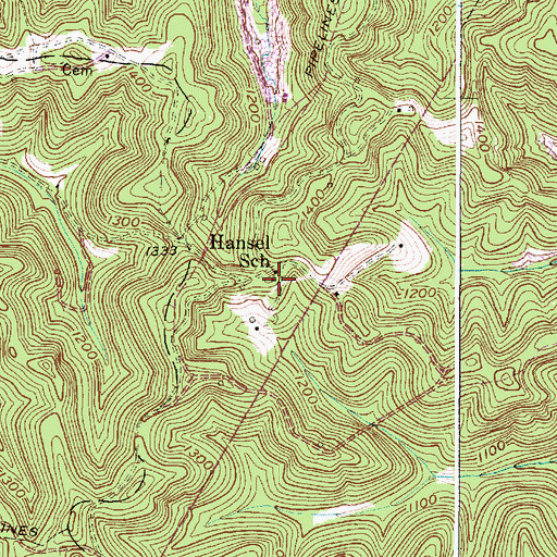 Topographic Map of Hansel School (historical), WV