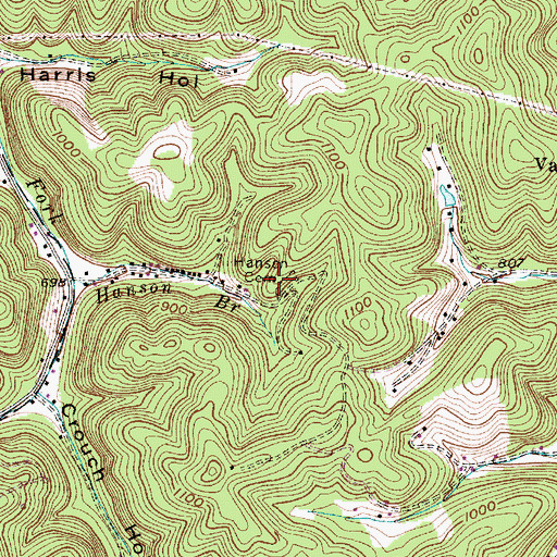 Topographic Map of Hanson Cemetery, WV