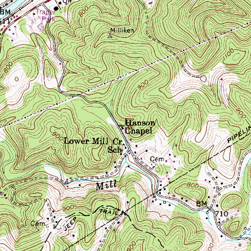 Topographic Map of Hanson Chapel, WV