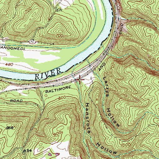 Topographic Map of Hansrote Hollow, WV