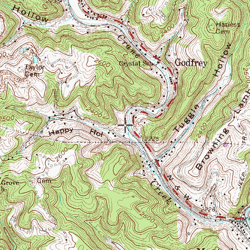 Topographic Map of Happy Hollow, WV
