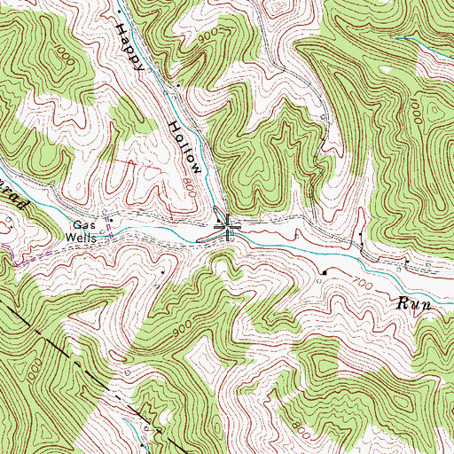 Topographic Map of Happy Hollow, WV