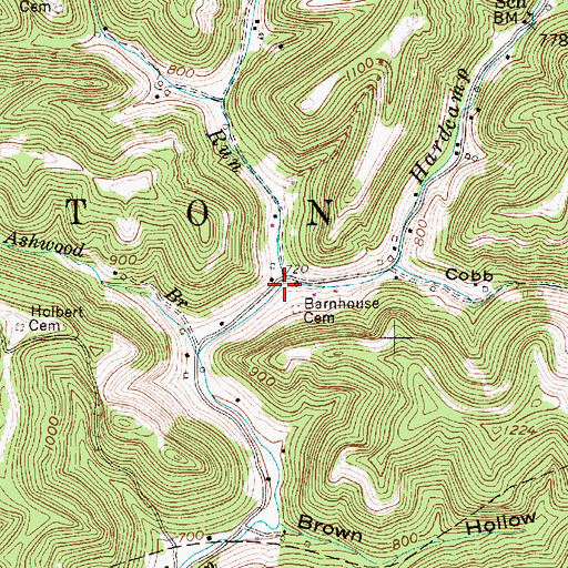 Topographic Map of Hardcamp Run, WV