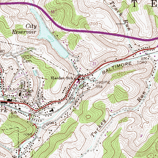 Topographic Map of Harden Elementary School (historical), WV