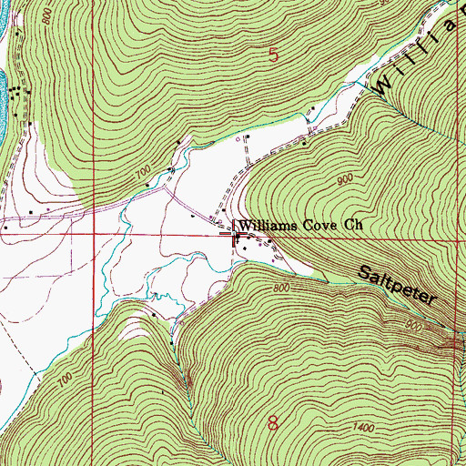 Topographic Map of Williams Cove Church, AL