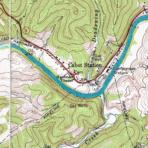 Topographic Map of Hardman Chapel, WV