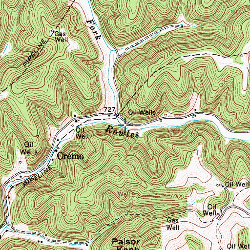 Topographic Map of Hardman Fork, WV