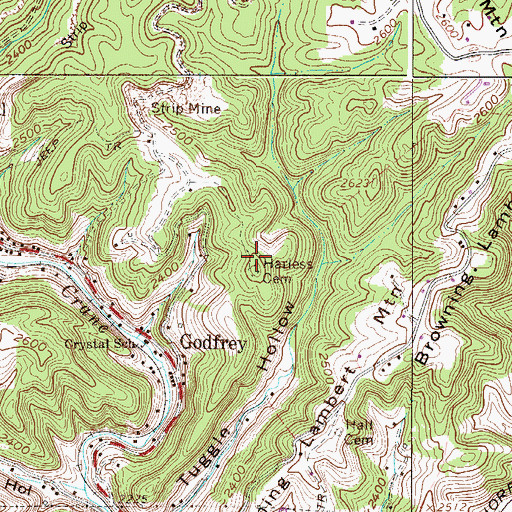 Topographic Map of Harless Cemetery, WV