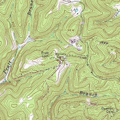 Topographic Map of Harless Cemetery, WV