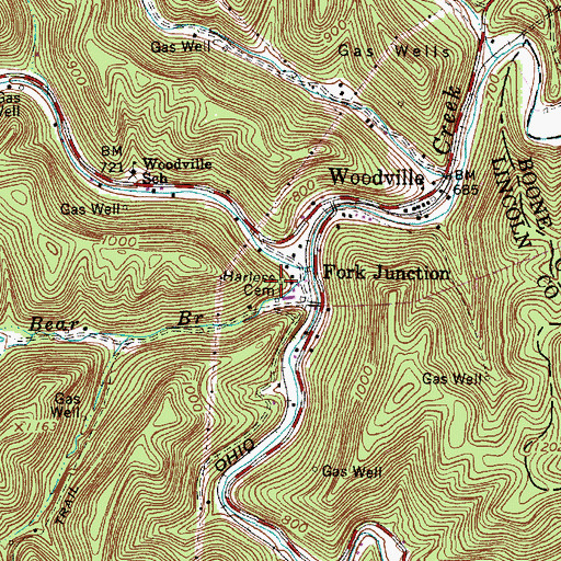 Topographic Map of Harless Cemetery, WV