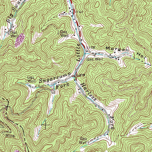 Topographic Map of Harless Fork, WV