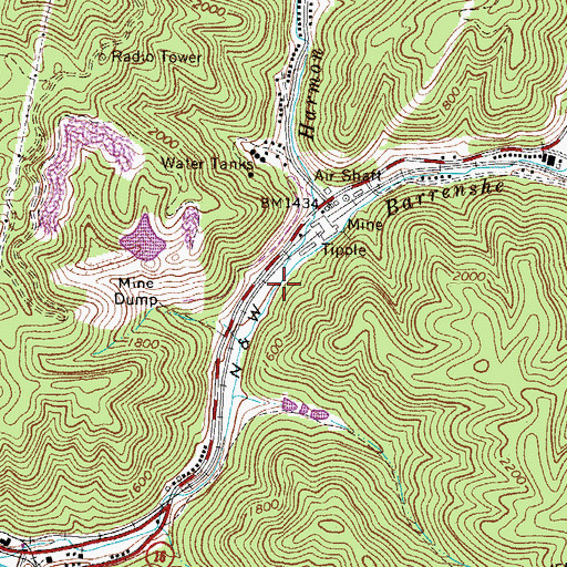 Topographic Map of Harmon Branch, WV