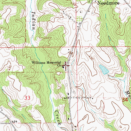 Topographic Map of Williams Memorial Presbyterian Church, AL