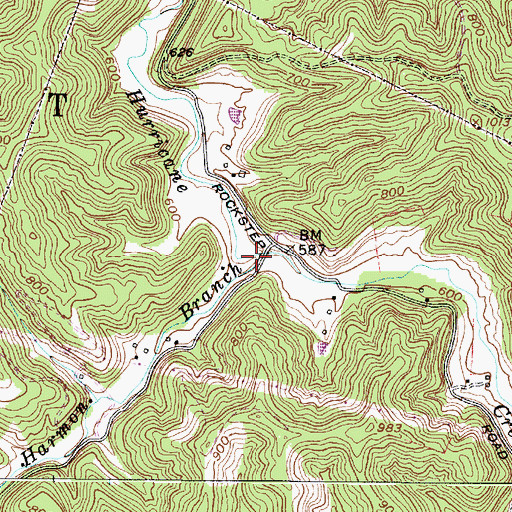 Topographic Map of Harmon Branch, WV