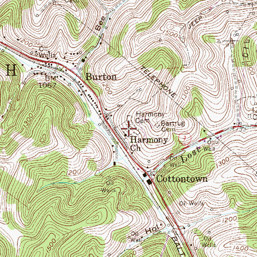 Topographic Map of Harmony Cemetery, WV